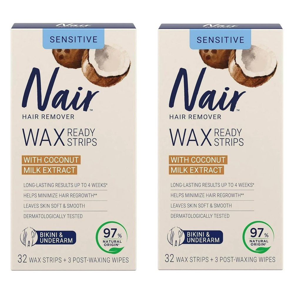 2 for 1 Nair sensitive wax strips bikini underarm hair removal bath bundle lot
